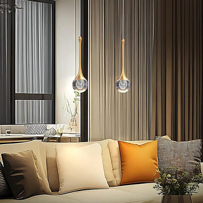 2-Pendant Lights Kitchen Island,Crystal Gold Globe LED Chandelier, Modern Dimmable Adjustable Height Hanging Light Fixture,Sloped Ceiling,Bedroom,Dining Room
