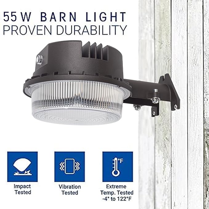 LED Barn Light Dusk to Dawn with Photocell, 55W 7500LM 5000K Daylight, 500W Incandescent/200W HID Replacement, Weather Resistant Outdoor Security Light for Yard, Garage, Farm, Porch