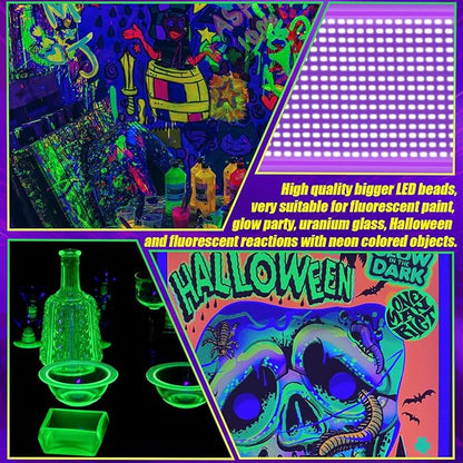 2 Pack 200W LED Black Light, Blacklight Flood With Plug & Switch, IP66 Waterproof Outdoor Spotlight for Neon Glow Party Fluorescent Poster Body Paint Stage Lighting Halloween Decor