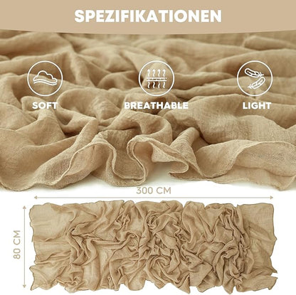 Artoid Mode Boho Cheesecloth Gauze Sand Wedding Table Runner, 120 Inch Seasonal Fabric Kitchen Dining Holiday Table Decor for Home Party Indoor