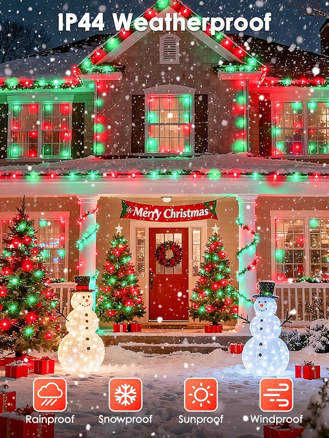 2026 New Voice Control Connectable 2PK 164FT 400LED Christmas String Lights Indoor Outdoor with Remote | Smart Twinkle Fairy String Lights 12 Modes & Timer for Xmas Tree Decor (Red & Green)