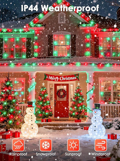2026 New Voice Control Connectable 2PK 164FT 400LED Christmas String Lights Indoor Outdoor with Remote | Smart Twinkle Fairy String Lights 12 Modes & Timer for Xmas Tree Decor (Red & Green)