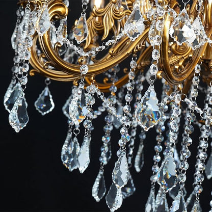 Antique Gold Crystal Chandelier Large, 36.4" Vintage Bronze Chandeliers Lighting for High Ceiling Foyer Entry Way 10-Light Candle Hanging Light Fixture Living Room Hall