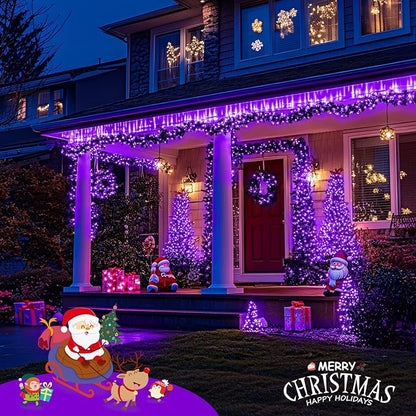 JMEXSUSS 150 LED Purple Christmas Lights Indoor, 8 Modes Connectable String Lights Outdoor Waterproof, 59FT Purple Twinkle Fairy Light for Tree Party Bedroom Home Christmas Decorations (Pack of 2)