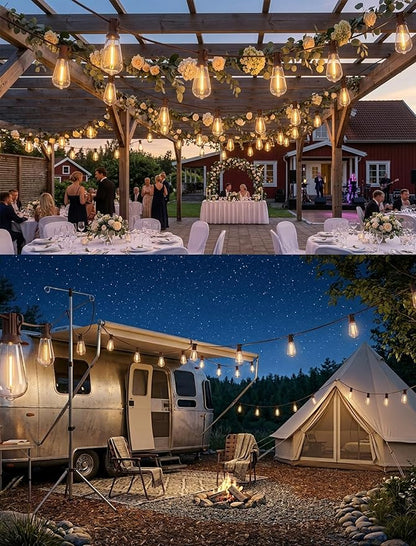 20FT ST40 LED Outdoor String Lights, Vintage Edison Patio Lights with 22 Shatterproof Bulbs, Waterproof Hanging Outdoor Lights for Backyard Porch Deck Bistro Garden, Warm White 2700K, Brown Wire