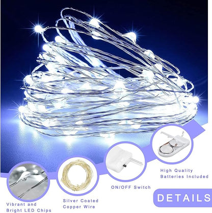 Ostwiki Fairy Lights Battery Operated, 12-Pack Mini String Lights, 20 LED 7ft Twinkle Firefly Starry Lights for DIY Craft Mason Jar Bedroom Wedding Party Table Christmas Decoration (Cool White)