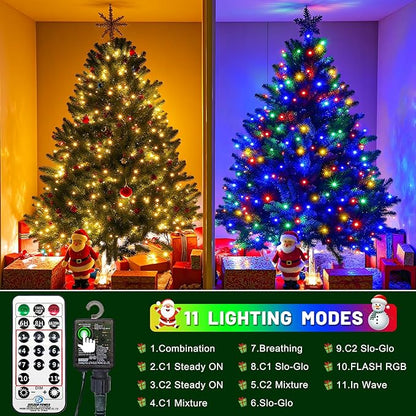 100FT 300 LED Color Changing Christmas Lights, Warm White & Multicolor Outdoor String Lights with Remote, Waterproof Fairy Twinkle Light for Outside Indoor Home Patio Yard Party Garden Decorations