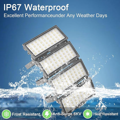 400W LED Stadium Lights,52000Lumen 6500K Super Bright LED Flood Light Outdoor,Surge 6KV IP67 Waterproof Adjustable Lighting Angle for Stadium,Arena