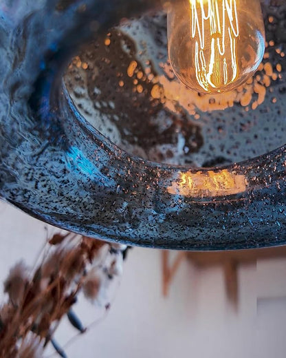 CASAMOTION Glass Pendant Lights Kitchen Island Modern Farmhouse Blue Ceiling Hanging Light Fixtures Globe Over Table Sink Foyer Entryway Brushed Nickel 8.7 Inch Diameter