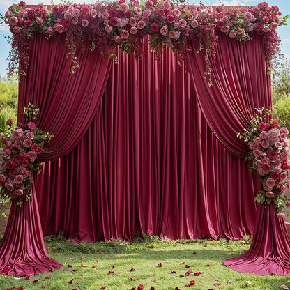 6 Panels Burgundy Backdrop Curtains for Wedding Party Wrinkle Free Backdrops Curtain Drapes Fabric Decorations Maroon Photo Back Drop for Baby Shower Photography Stage Reception 30ft(W) x 12ft(H)