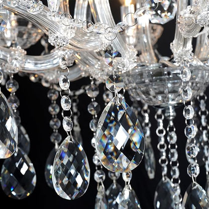 Modern Large Crystal Chandelier, Maria Theresa Crystal Chandelier 15 Lights 2 Layers Luxury Chrome Chandelier Lighting Fixture for Dining Room, Living Room, High Ceiling, Foyer, Staircase