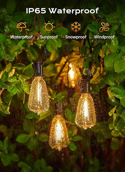 Minetom 100FT Outdoor-String-Lights with Remote, 31+2 Shatterproof ST38 LED Bulbs, Waterproof Patio Lights with 3 Modes, Dimmable & Connectable 2700K Hanging Lights for Backyard Porch Deck Balcony