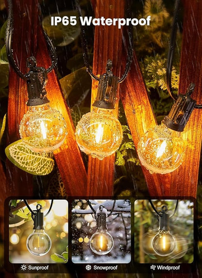 Brightown Outdoor String Lights, 55FT 25 G40 Bulbs Shatterproof IP65 Patio Lights,Dimmable Hanging Connectable Waterproof Globe LED Outdoor Lights for Backyard, Bistro,Deck