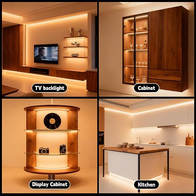 Battery Powered COB LED Strip Lights,3.28ft Warm White LED Light Strip for Dorm Room, Under Bed, Shelves, TV Backlight, Closet, Small Cuttable Tape Lights, Small Battery Operated LED Lights for TV