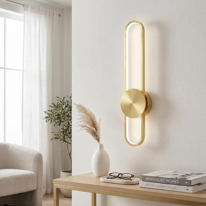 JAYMP Modern Wall Sconce 4000K Dimmable LED Wall Light Fixture, Hardwired Wall Lamp for Living Room, Dining Room, Bedroom, Hallway, Lobby, Entryway, 1 Pack (Brushed Gold, H56cm/22inch)