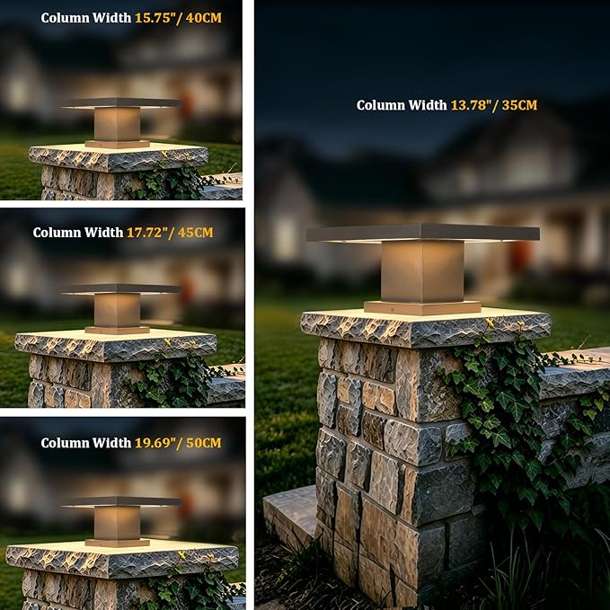 Outdoor Post Lights Modern 3000K LED Column Caps Lights Waterproof Outside Housing Pillar Lights Hard Wired Landscape Pathway Lamp Fence Deck Caps Lanterns For Gate Mailbox Pier Pedestal Lighting