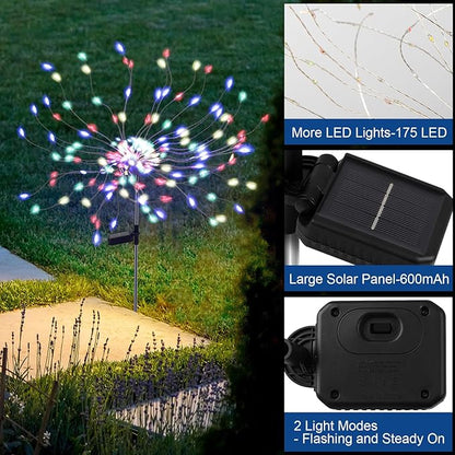 PXBNIUYA 4 Pack 175 LED Solar Garden Light for Yard,Firework Lights Outdoor Waterproof with 2 Modes Twinkling Light, Sparkly Starburst Lights for Wedding Walkway Halloween Christmas Decor(Colorful)