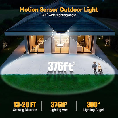 TECKNET 416 LED Solar Lights Outdoor, 300° Angle & 3 Lighting Modes Motion Sensor Light Outdoor, Security Solar Lights Waterproof [6 Pack-Cool White]