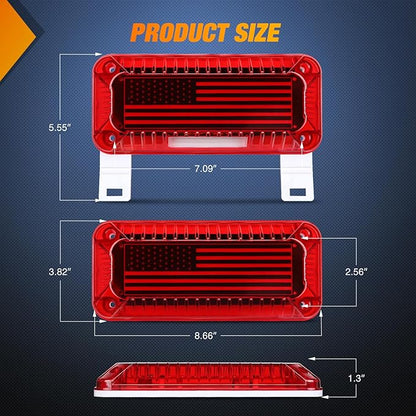 Nilight RV Tail Light 2PCS 72 LED Red Running Stop Brake Turn Signals White License Plate Lights Surface Mount Waterproof Taillights for Caravan Camper Van