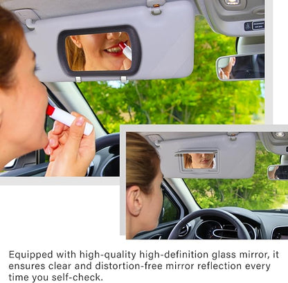 Car Visor Mirror, Universal Clip-On Automotive Sun Visor Vanity Mirror for SUVs and Various Vehicles, Car Accessories Interior for Women, Black
