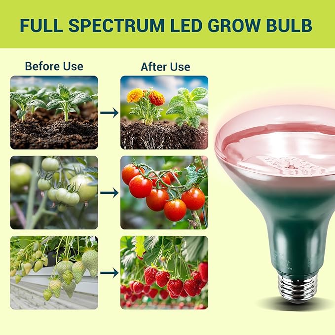 GT-Lite LED Plant Grow Light Bulbs Full Spectrum with 12.85 PPF,E26 Base,Grow Light for Indoor Plants