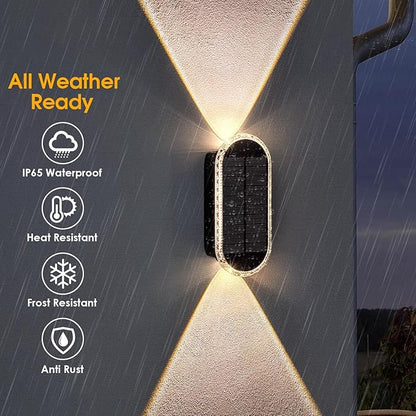 LIANGLOME 2PK Solar Fence Lights Outdoor - 3000/4000/6000K 3 Modes, IP65 Waterproof Fence Lights Solar Powered, Solar Wall Lights Outdoor for Backyard/Garden/Patio/Garage and Wall Decor