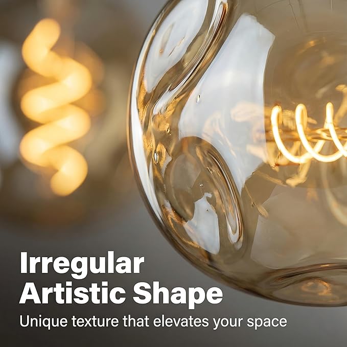 G125 Large Oversized LED Edison Bulb,5 Watt 400 Lumens 2200k Warm Yellow Unique Light Bulbs,Amber Glass E26 Base Huge Globe Vintage Decorative Dimmable Light For Bedroom Living Room Bar Cafe,1Pack