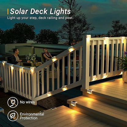 PATIOWIN Solar Fence Lights Outdoor,Solar Step Lights Waterproof Led Lights for Outdoor Deck,Stairs, Fence, Patio,Yard,Porch and Balcony(12Pack,Warm White)