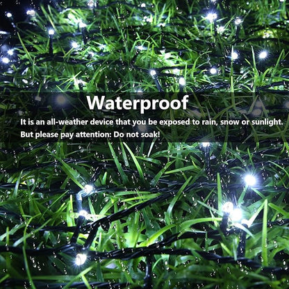 Joomer Solar String Lights, 39FT 100LED Solar Powered Outdoor Fairy Lights, Waterproof 8 Modes Twinkle String Light for Garden Patio Yard Tree Wedding Christmas Decor (White)