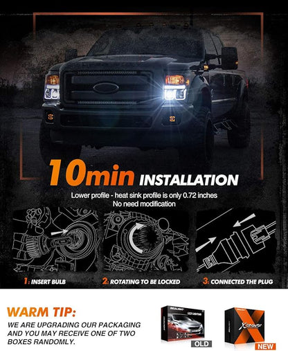 SEALIGHT 9005 H11 Fog Light Bulbs Combo with 1200 Feet High Visibility, 60,000LM Super Bright H11/H8 9005/HB3 Lights Bulbs, Plug and Play, Pack of 4