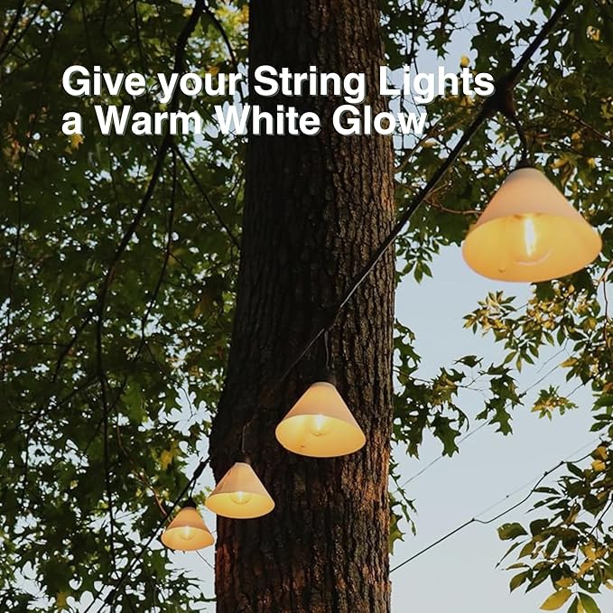 Off White Light Covers for Outdoor Lights – 8 Pack LED Lite Covers Decorative for String Lights – Outdoor Lights Bulb Cover Shades – Patio, Garden, Backyard Party Lighting
