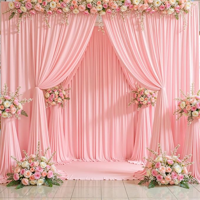 20ft x 15ft Blush Pink Wrinkle Free Backdrop Curtains for Wedding Party Backdrops Curtain Drapes Fabric Decorations Photo Back Drop Cloth for Baby Shower Photography Stage Reception
