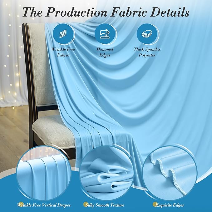 10 ft x 10 ft Wrinkle Free Baby Blue Backdrop Curtains for Baby Shower Parties, Polyester Light Blue Photo Backdrop Drapes for Birthday Wedding Party Gender Reveal Photography