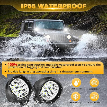 Auxbeam P4 Series 4 Inch 90W Round LED Offroad Lights, Spot Beam LED Pods Off-Road Spotlights, 4x4 4WD Driving Light Bar A-Pillar Bumper Grille Hood Mount, Pair
