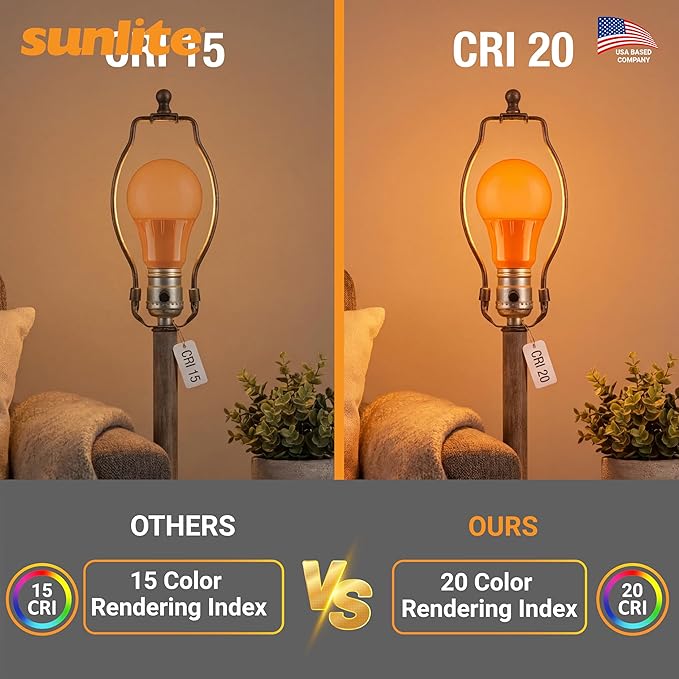 Sunlite A19/3W/O/LED LED A19 Colored Light Bulb, 3 Watts (25w Equivalent), E26 Medium Base, Non-Dimmable, UL Listed, 1 Count (Pack of 1), Orange