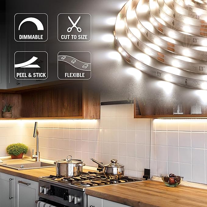 Armacost Lighting RibbonFlex Pro 12V White LED Strip Lights 30 LED/m, 2700K, 8.2 ft 131210