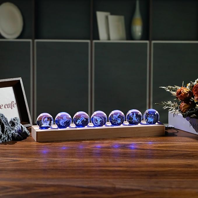 Qianwei 3D Crystal Ball Unicorn Gifts for Women Men - 7pcs Unicorn Decor Glass Figurines Statue Stuff for Room Decorations Birthday for Lovers Keepsake Paperweight