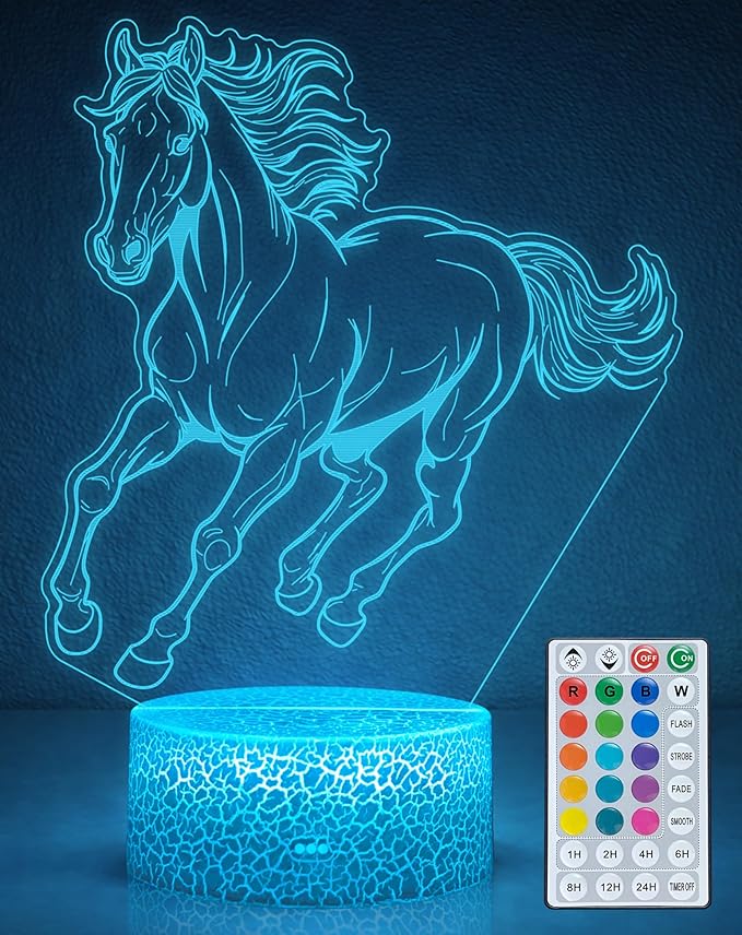 Horse Toys Night Light, Horse Stuff 16 Colors Changing Lamp with Remote Control, Horses Gifts for Girls' Room, Birthday, Holiday and Xmas Day