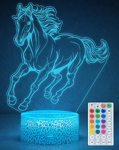 Horse Toys Night Light, Horse Stuff 16 Colors Changing Lamp with Remote Control, Horses Gifts for Girls' Room, Birthday, Holiday and Xmas Day