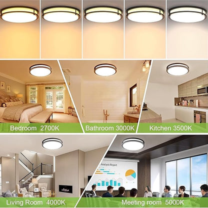 hykolity 16 inch Dimmable LED Flush Mount Ceiling Light, Oil Rubbed Bronze, 36W, 2200LM, 2.7/3/3.5/4K/5K Adjustbale, 120°Light Angle, CRI90, Ceiling Lamp for Bedroom, Kitchen, Office,ETL Listed