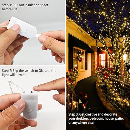 VOOKRY 8 Pack 30 LED Fairy Lights Battery Operated-10 ft Mini Copper Wire String Lights Firefly Starry Moon Lights for DIY Crafts Wedding Party Table Centerpieces Bedroom Costume Christmas(Multicolor)