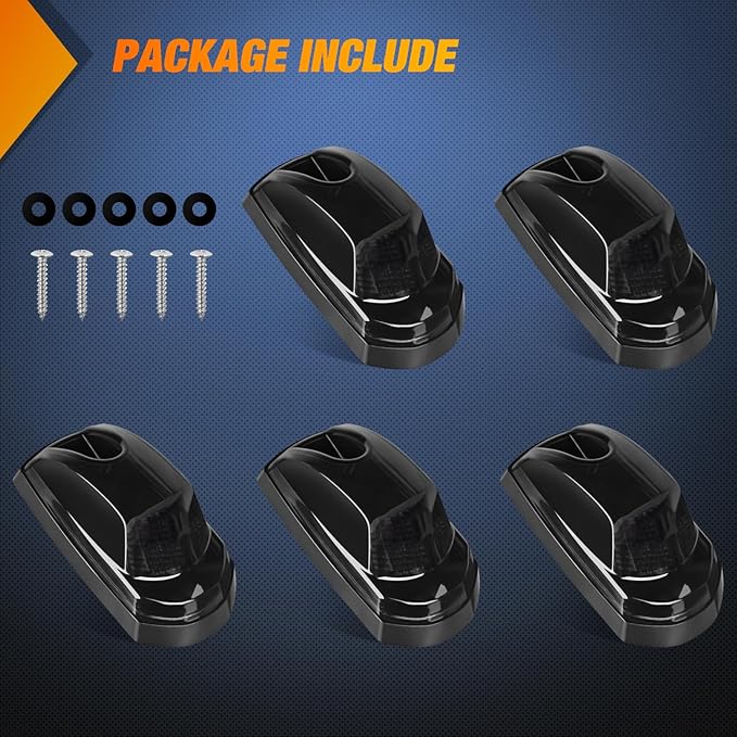 Nilight LED Cab Marker Lights Roof Running Light 5 PCS 9 LED Smoke Lens Amber Cab Clearance Light Compatible with 2017 2018 2019 2020 2021 Ford F250 F350 F450 F550 Super Duty Pickup Trucks