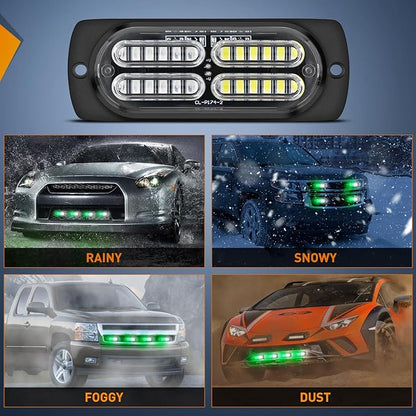 Nilight 4PCS LED Strobe lights 12V 24V Sync Feature Green White 24LED Emergency Hazard Warning Lights with Controller Hard Wire or Cigarette Lighter Plug for Car Truck RVs Campers