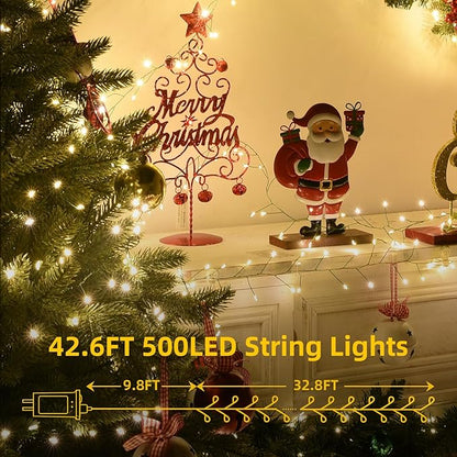 Fairy Lights Plug in 32.8Ft 500LED Warm Christmas Firecracker Firefly Lights with Timer Waterproof Green Wire Remote Twinkle Cluster String Light for Bedroom Wreath Party Window Tree Decor