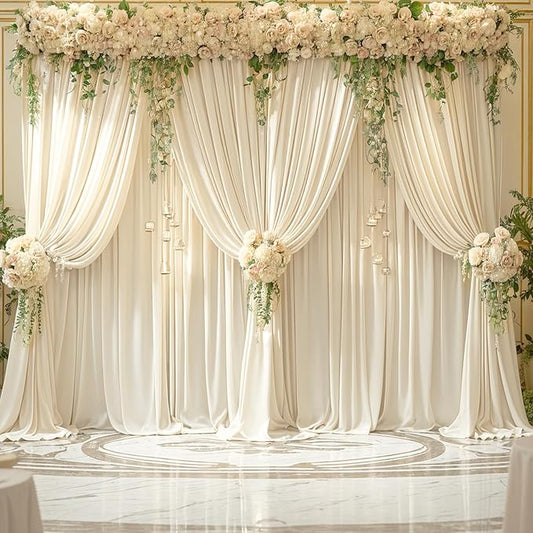 6 Panels Champagne Backdrop Curtains for Wedding Party Wrinkle Free Backdrops Curtain Drapes Fabric Decorations Photo Back Drop Cloth for Baby Shower Photography Stage Reception 30ft(W) x 12ft(H)