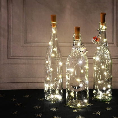 LumaBase Battery Operated Wine Cork with White Fairy String Lights - Set of 6