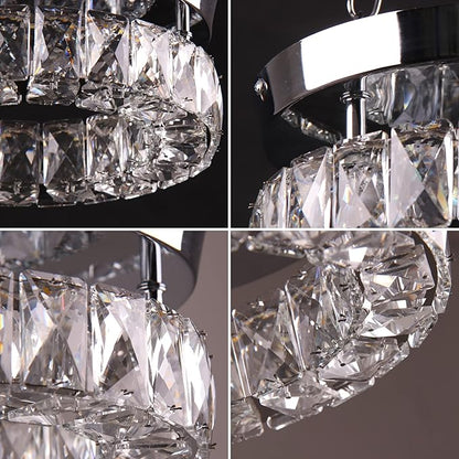 9.8" Modern Mini LED Crystal Chandelier Round Crystal Ceiling Light Flush Mount Light Fixture Small Ceiling Light for Hallway Foyer Kitchen Closet Warm White