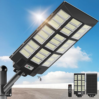 OKPRO 15000W Solar Street Lights Outdoor,Commercial Parking Lot Lights Dusk to Dawn, Waterproof Solar Security Flood Lights with Motion Sensor and Remote for Yard, Highways, Driveway,Farm
