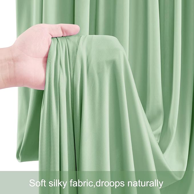 10x12 Sage Green Backdrop Curtains for Wedding Party Wrinkle Free Backdrops Curtain Drapes Fabric Decorations Photo Back Drop Cloth for Baby Shower Photography Stage Reception 5ft x 12ft,2 Panels