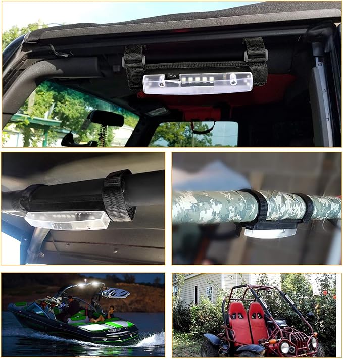 Universal Roll Bar LED Dome Light Utility Interior Courtesy Work UTV Dome Light Wraparound Roll Cage LED Lights Mount for Truck, ATV, UTV, RZR, Off Road, Pickup, Polairs, Boat